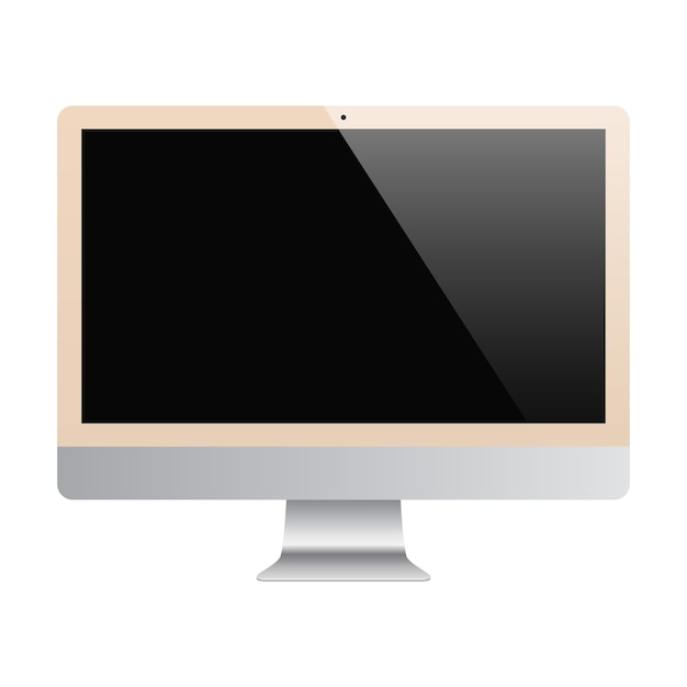 Monitor de color dorado con pantalla en blanco aislada sobre fondo blanco
