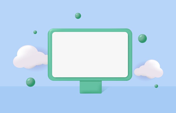 Vector monitor de computadora 3d sobre un fondo aislado. ilustración vectorial