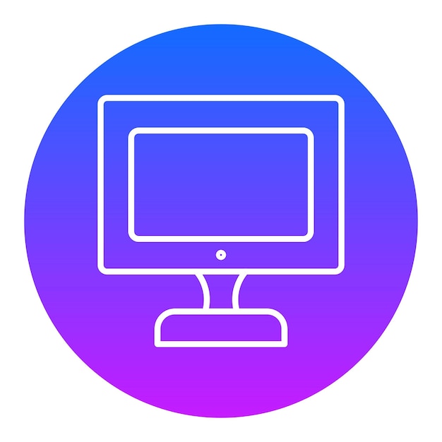 un monitor de computadora azul y rosa con un círculo azul y rosa alrededor de la parte inferior