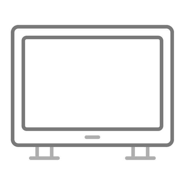 Vector un monitor de computadora en blanco y negro con un fondo blanco