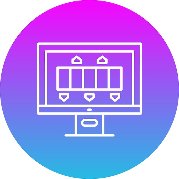 un monitor de computadora con un círculo azul y rosa con un círcolo rosa y azul a su alrededor