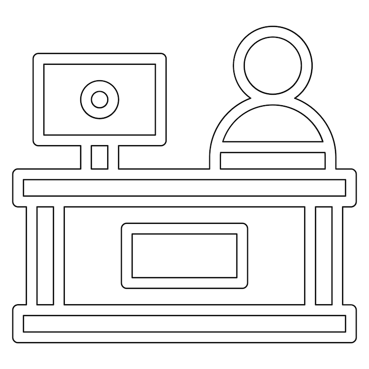 Vector un monitor de computadora con un círculo en la parte superior