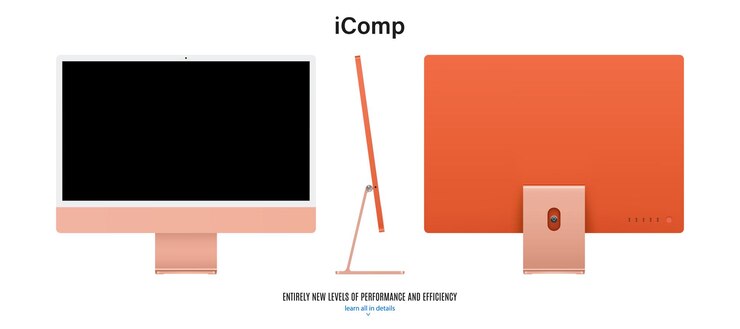 Vector monitor de computadora de color naranja con protector de pantalla negro en la parte delantera trasera y vista lateral aislado en fondo blanco maqueta realista y detallada de la pantalla para la unidad del sistema