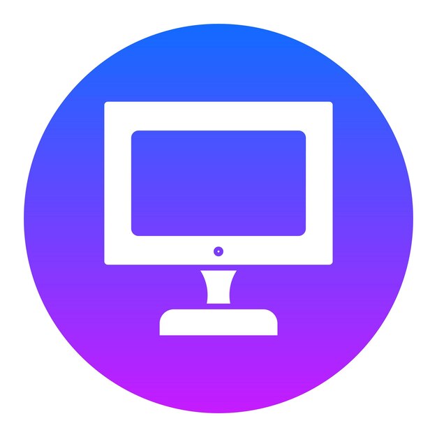un monitor de computadora colorido con un círculo azul y rosa alrededor de la parte inferior