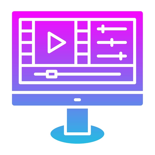 un monitor de computadora colorido con un fondo azul y púrpura