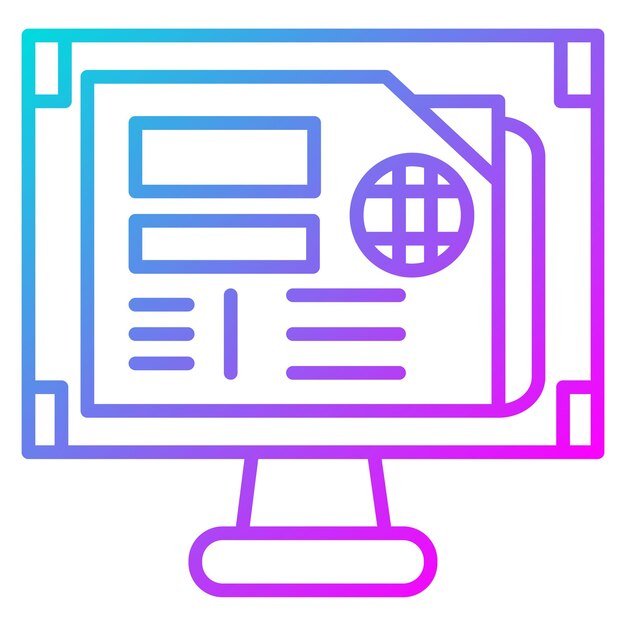 un monitor de computadora con un fondo azul y rosa y un símbolo azul y amarillo en la pantalla