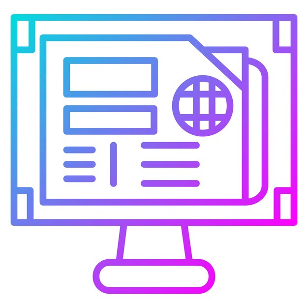 Vector un monitor de computadora con un fondo azul y rosa y un símbolo azul y amarillo en la pantalla