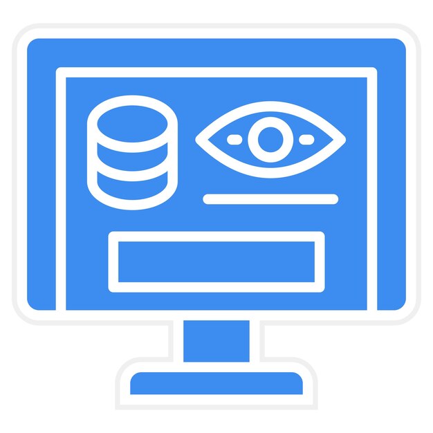 un monitor de computadora con un fondo azul con un símbolo para el ojo y el ojo