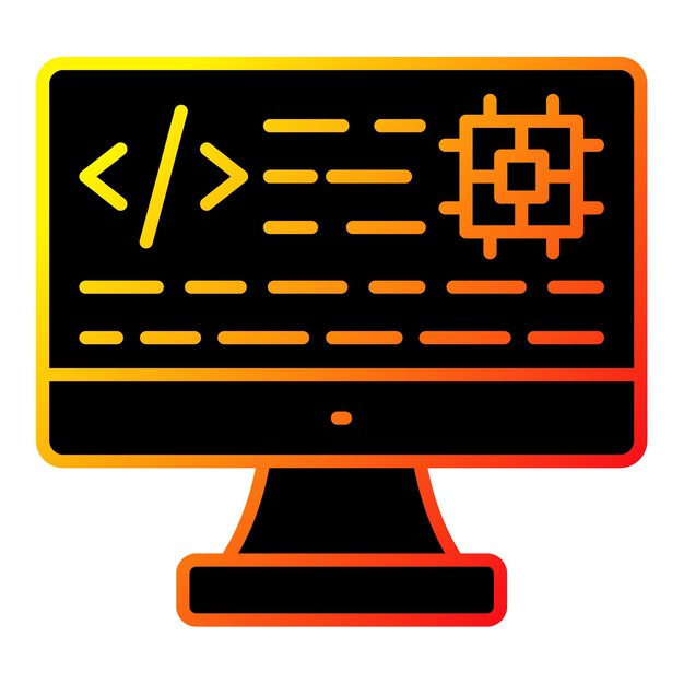un monitor de computadora con un fondo rojo y amarillo con un cuadrado negro en la parte inferior