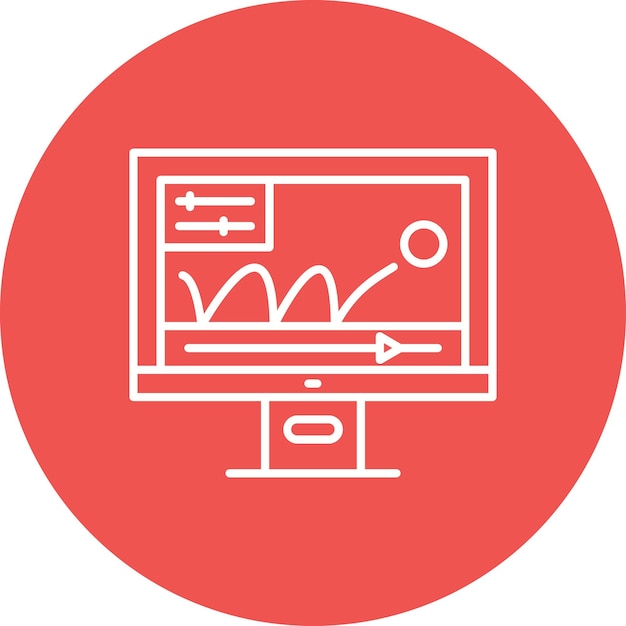 un monitor de computadora con un fondo rojo con un contorno blanco