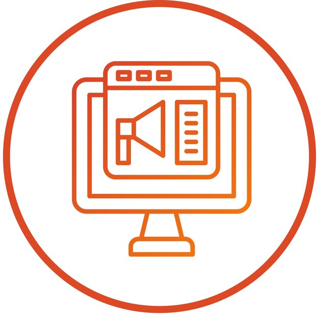 un monitor de computadora con un fondo rojo y naranja con un círculo blanco alrededor de la parte superior