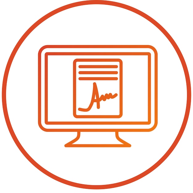 un monitor de computadora con un fondo rojo y naranja con un signo que dice s