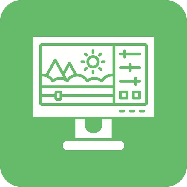 un monitor de computadora con un fondo verde con un trasfondo verde