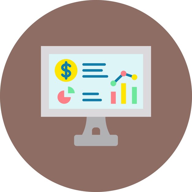 un monitor de computadora con un gráfico en la pantalla y un diagrama de un dólar