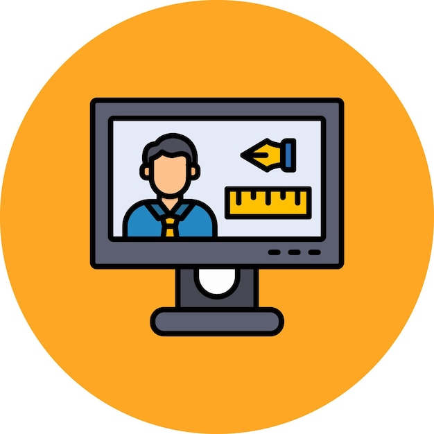 un monitor de computadora con un hombre en la pantalla y un fondo amarillo