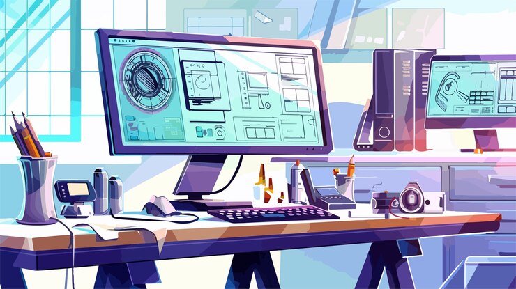 Vector un monitor de computadora con una imagen de una computadora en él
