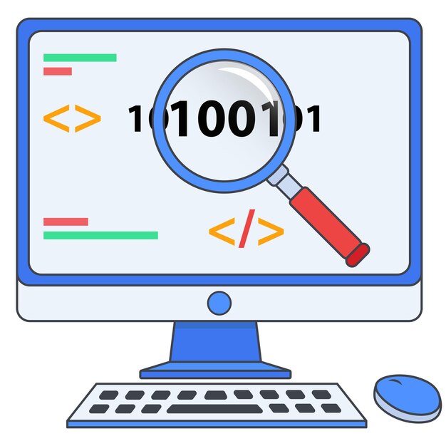 un monitor de computadora con una lupa y una lupa