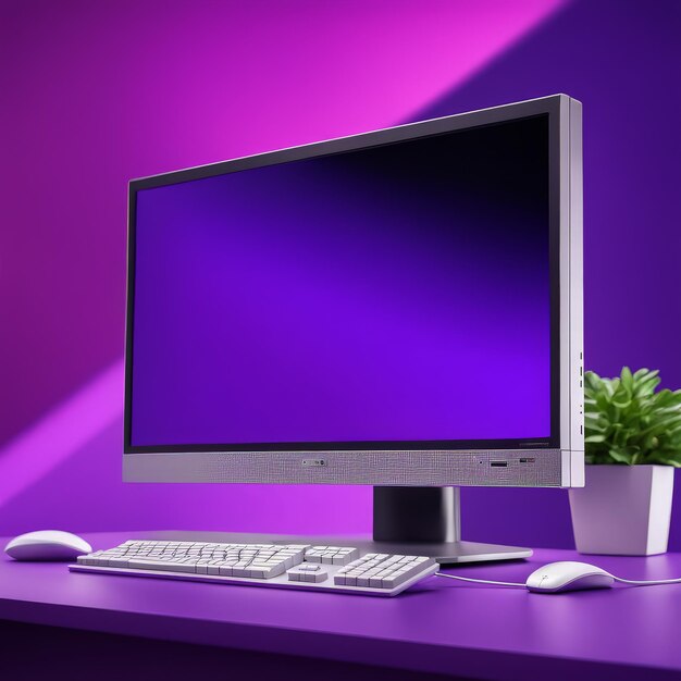 monitor de computadora moderno en el fondo de color