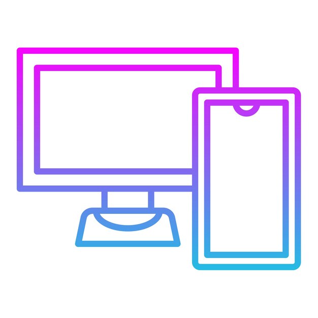 Vector un monitor de computadora y un monitor de ordenador se muestran con un rosa y azul y verde y azul y púrpura