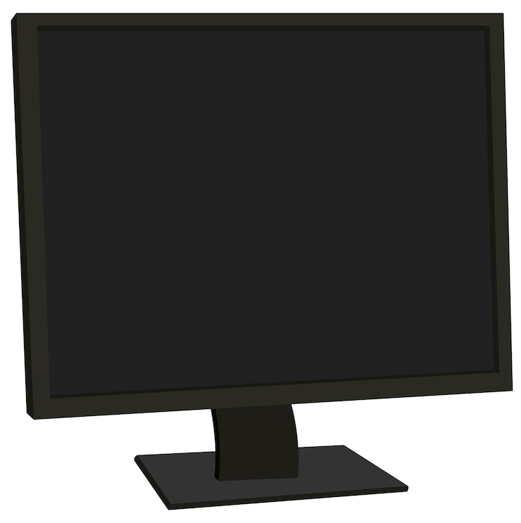Vector un monitor de computadora negro se sienta sobre un fondo blanco la pantalla es negra y vacía