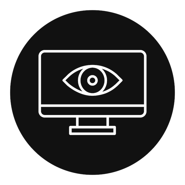 un monitor de computadora con un ojo en el fondo negro