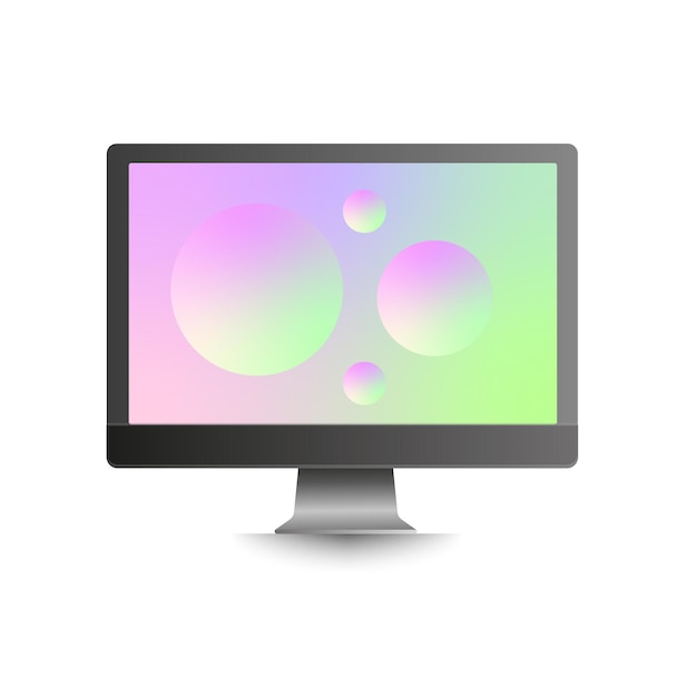 Vector monitor de computadora con pantalla colorida aislada sobre fondo blanco