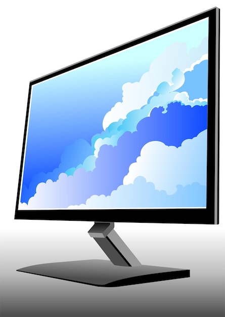 Monitor de computadora plana Pantalla Vector 3d ilustración