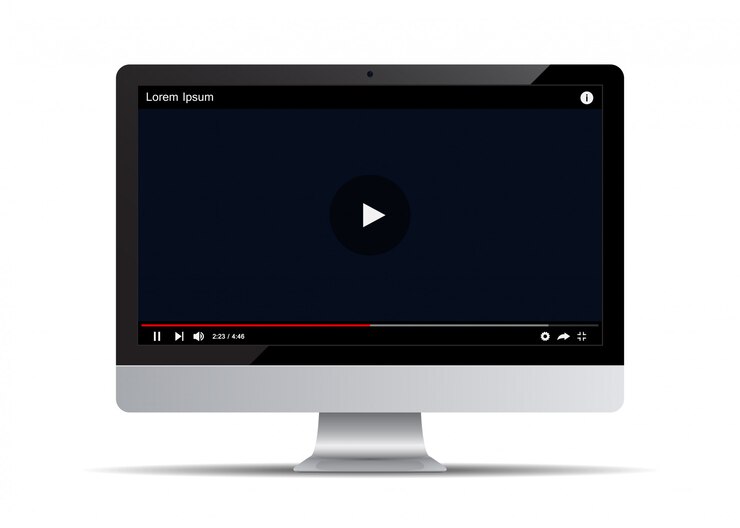 Vector monitor de computadora con plantilla de reproductor de video web