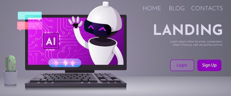 Vector monitor de computadora con robot chatbot y concepto de ia