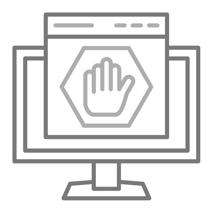 Vector un monitor de computadora con una señal de parada en él