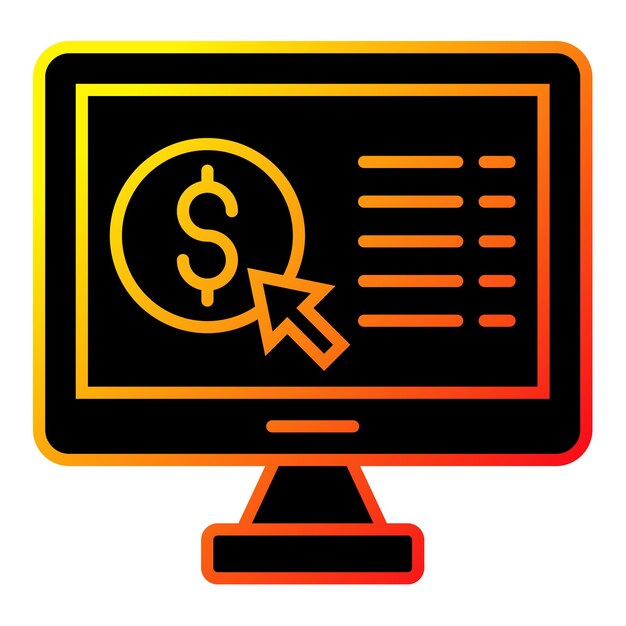 un monitor de computadora con un signo de dólar en él
