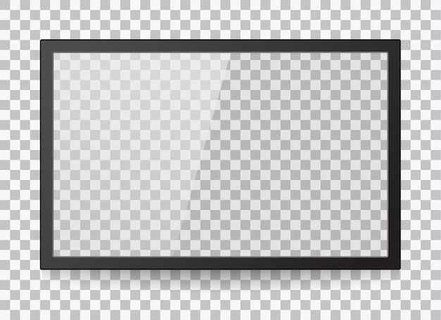 Monitor LED vacío de computadora o marco de fotos negro aislado en un fondo transparente