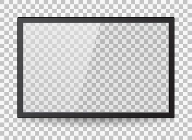 Vector monitor led vacío de computadora o marco de fotos negro aislado en un fondo transparente