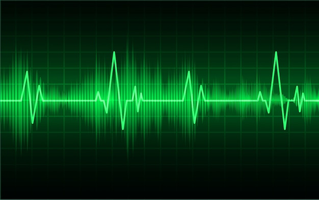Monitor de pulso corazón verde con señal. Latido del corazon icono de ekg ola