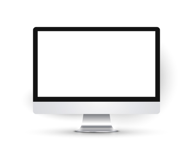 Vector monitor realista aislado, computadora de escritorio