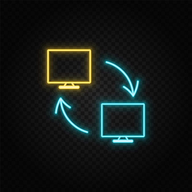 Monitor de redes icono de neón Desarrollo web Vector Icono Elemento de símbolo simple para sitios web diseño web aplicaciones móviles infografías Símbolo de línea para diseño de sitios web sobre fondo blanco