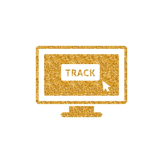 Monitor de seguimiento icono oro brillo textura vector ilustración