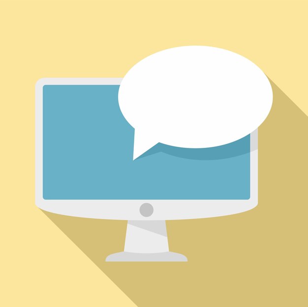 Monitorear el icono de chat del cliente Ilustración plana del icono de vector de monitorizar el chat del cliente para diseño web
