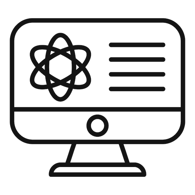 Monitorear el icono del laboratorio de computación vector de contorno Laboratorio de investigación Prueba química