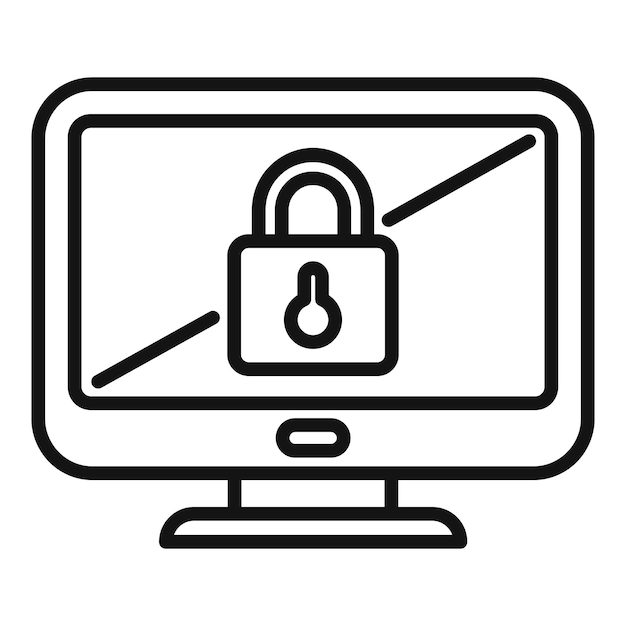 Monitorear icono seguro vector de contorno Privacidad de datos Política segura