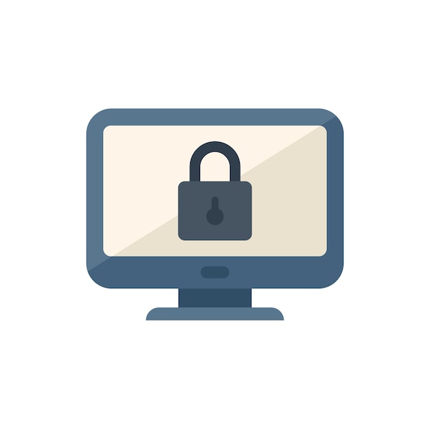 Monitorear icono seguro vector plano Privacidad de datos Política segura aislada