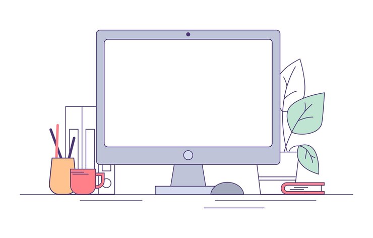 Vector monitoreo de computadora con pantalla vacía