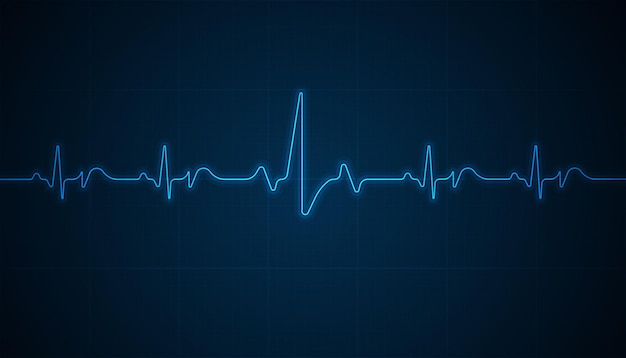 Monitoreo de ekg de emergencia Pulso de corazón de neón azul brillante Latido de corazón Electrocardiograma