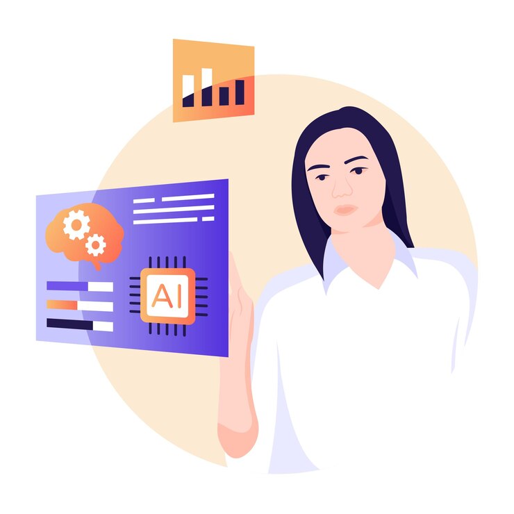 Vector un monitoreo de ia en una ilustración plana moderna.