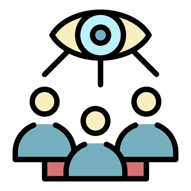 Monitoreo del icono de la audiencia objetivo Contorno monitoreo de la audiencia objetivo vector icono color plano aislado