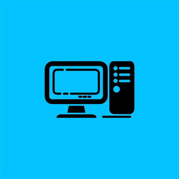 Monitoreo de íconos de computadora de escritorio plana naranja y vector de CPU