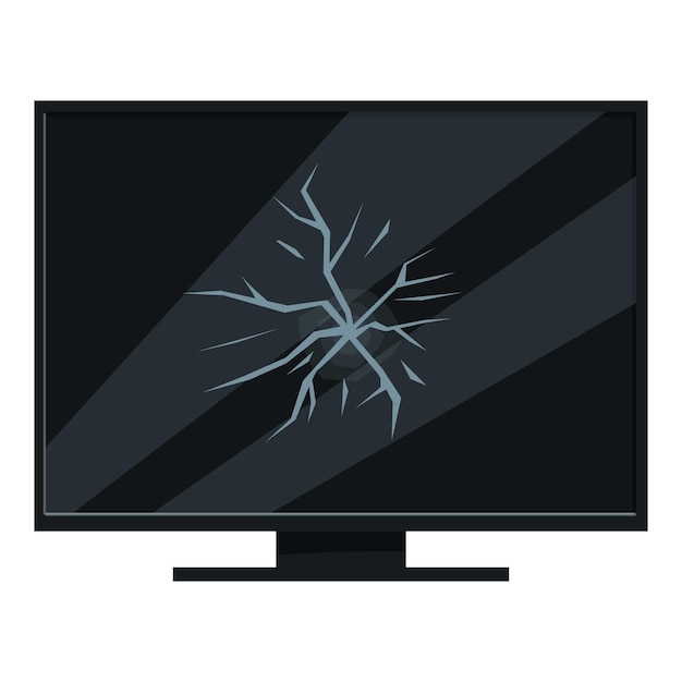 Monitoreo negro roto que muestra grietas en la pantalla