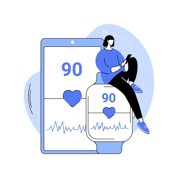 Monitoreo del ritmo cardíaco Smartwatch ilustraciones de vectores de dibujos animados aislados