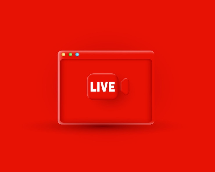 Vector monitoreo de transmisión en vivo en 3d medios sociales icono mínimo
