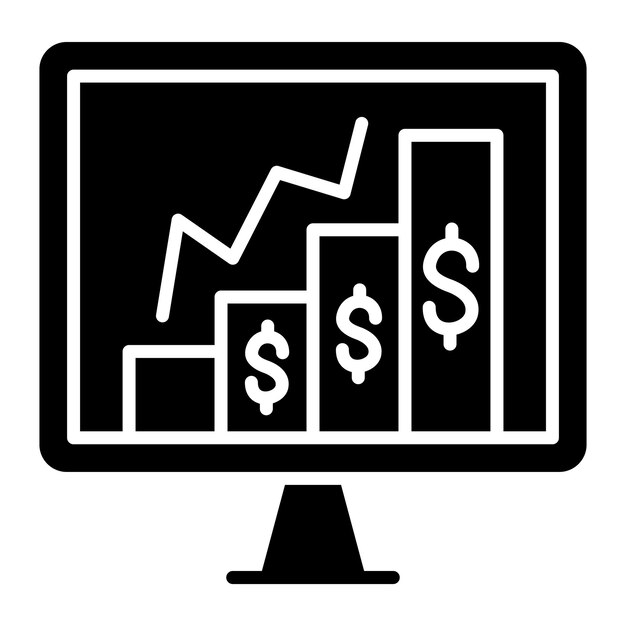 Monitoreo de las ventas Ilustración negra sólida de glifo